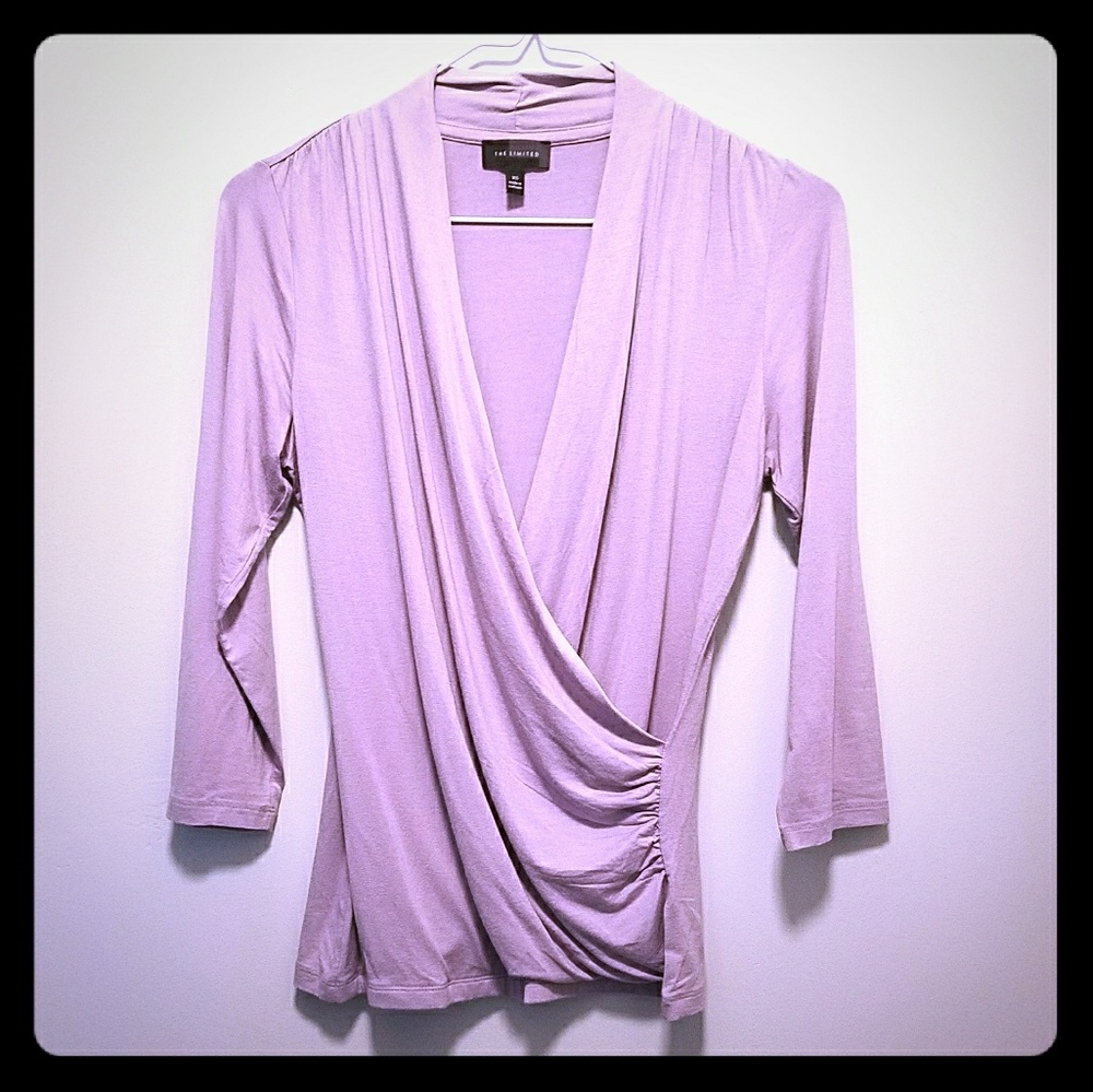 3/4 length light purple wrap shirt sz xs
